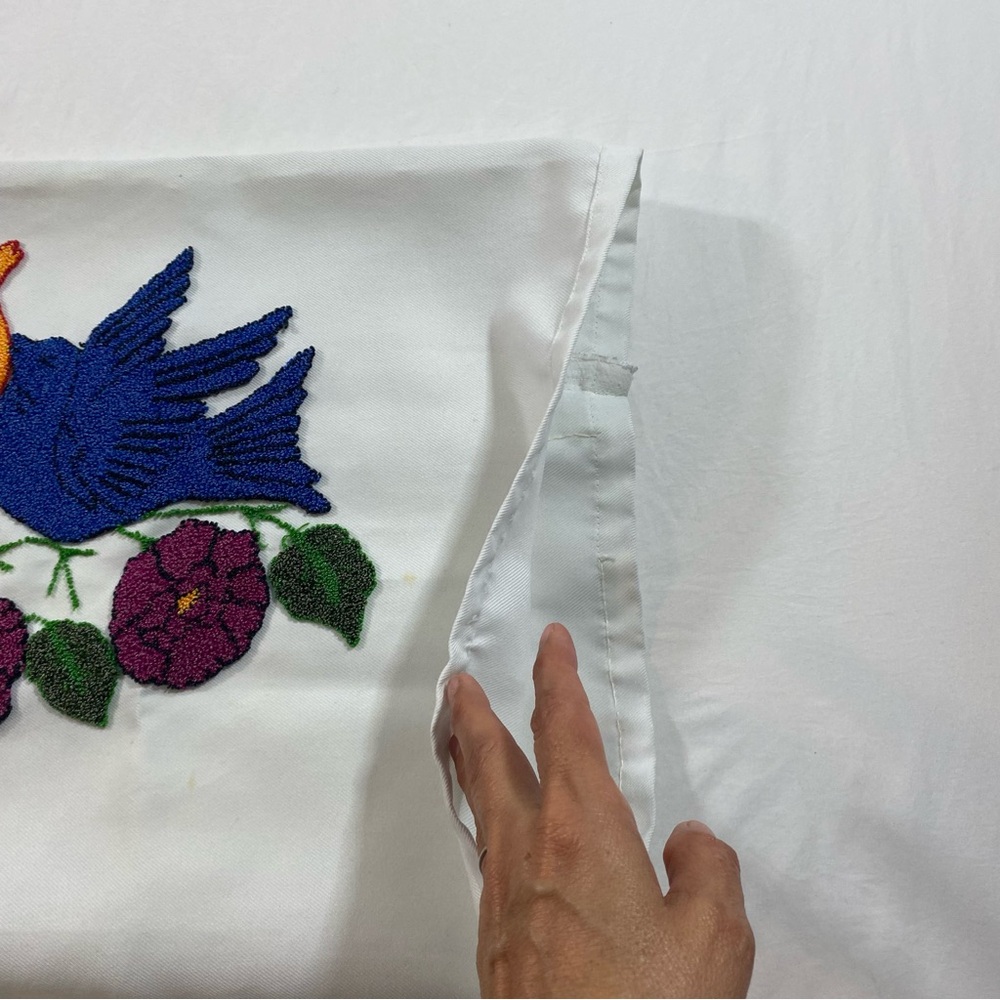 Embroidered Pillow Case Floral Birds Morning glory pillowcases purple p… - Picture 5 of 11